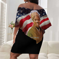 Harriet Tubman Off Shoulder Short Dress American Flag Background Underground Railroad Quote Powerful Civil Rights - Wonder Print Shop