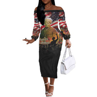Harriet Tubman Off The Shoulder Long Sleeve Dress American Flag Background Underground Railroad Quote Powerful Civil Rights - Wonder Print Shop