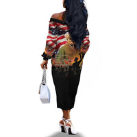 Harriet Tubman Off The Shoulder Long Sleeve Dress American Flag Background Underground Railroad Quote Powerful Civil Rights - Wonder Print Shop