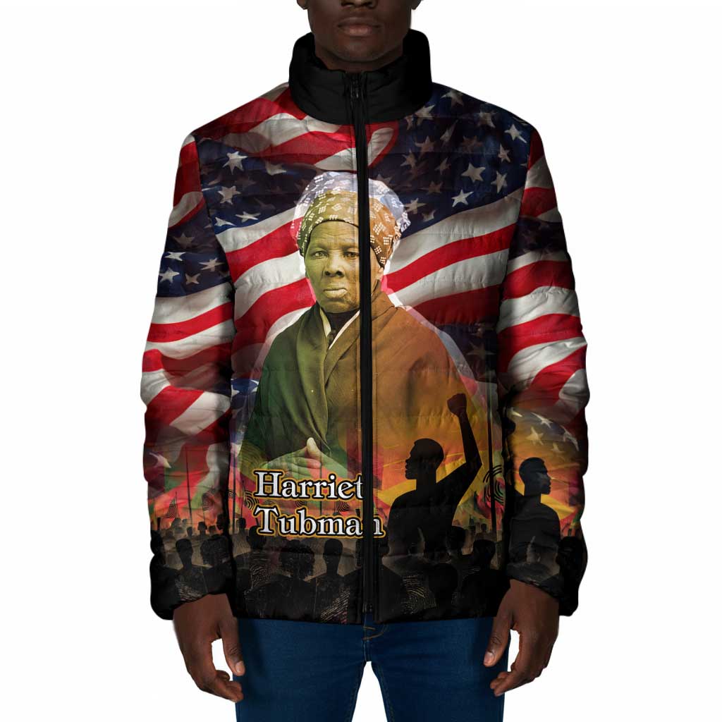 Harriet Tubman Padded Jacket American Flag Background Underground Railroad Quote Powerful Civil Rights - Wonder Print Shop