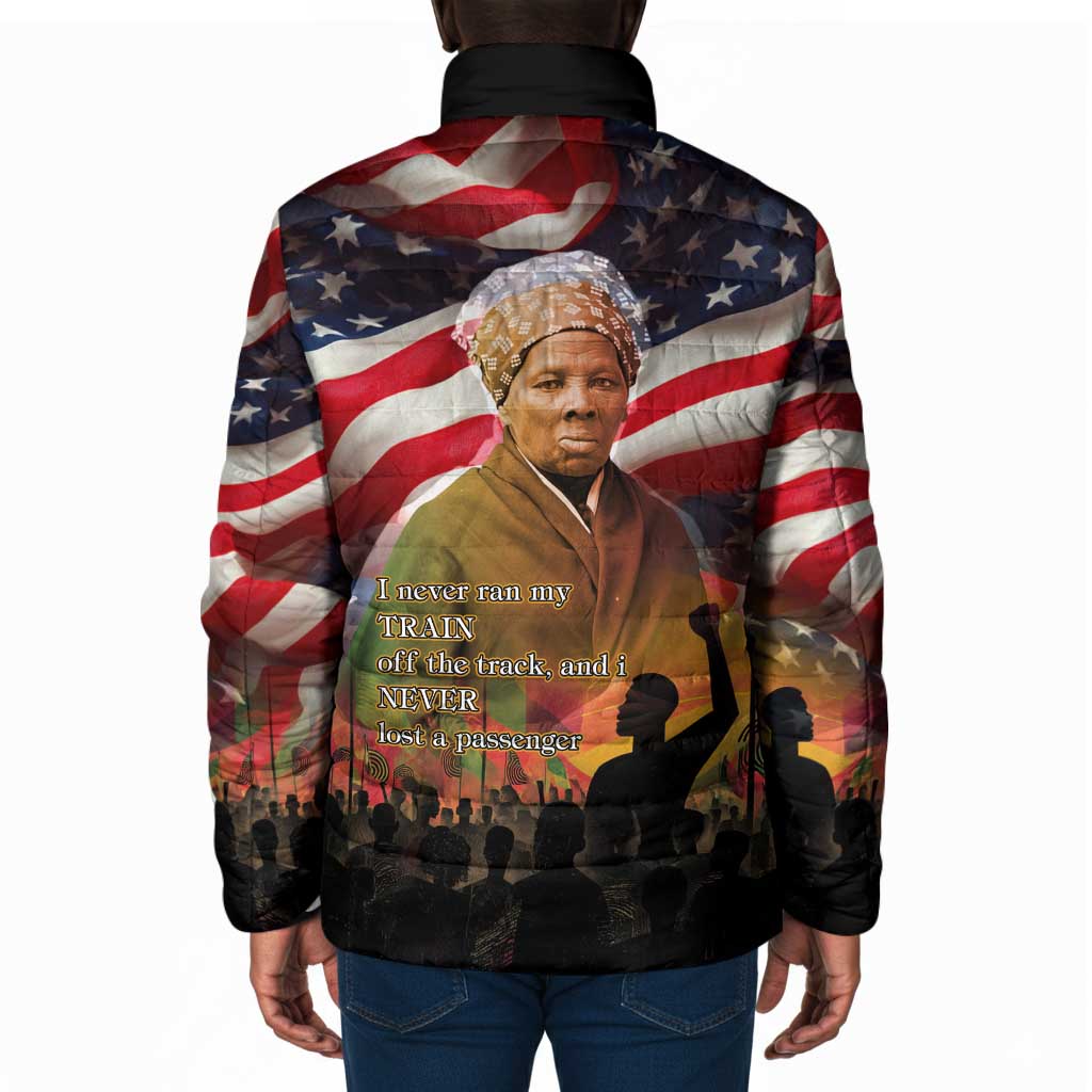Harriet Tubman Padded Jacket American Flag Background Underground Railroad Quote Powerful Civil Rights - Wonder Print Shop