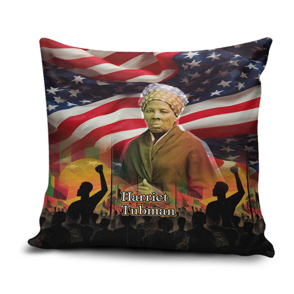 Harriet Tubman Pillow Cover American Flag Background Underground Railroad Quote Powerful Civil Rights - Wonder Print Shop
