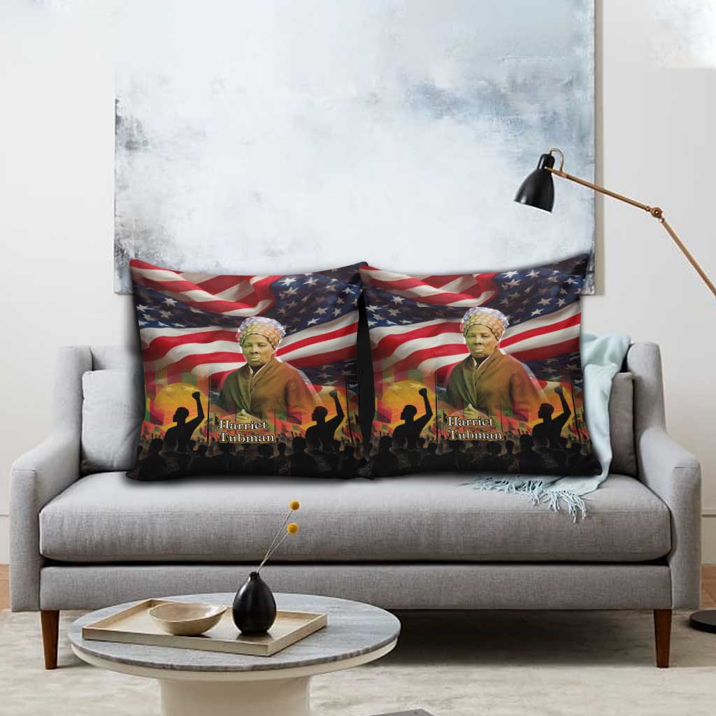 Harriet Tubman Pillow Cover American Flag Background Underground Railroad Quote Powerful Civil Rights - Wonder Print Shop
