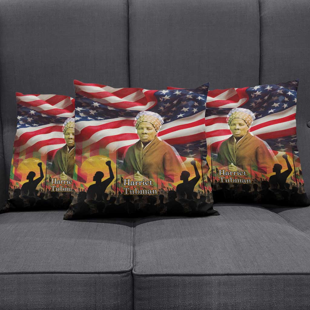 Harriet Tubman Pillow Cover American Flag Background Underground Railroad Quote Powerful Civil Rights - Wonder Print Shop