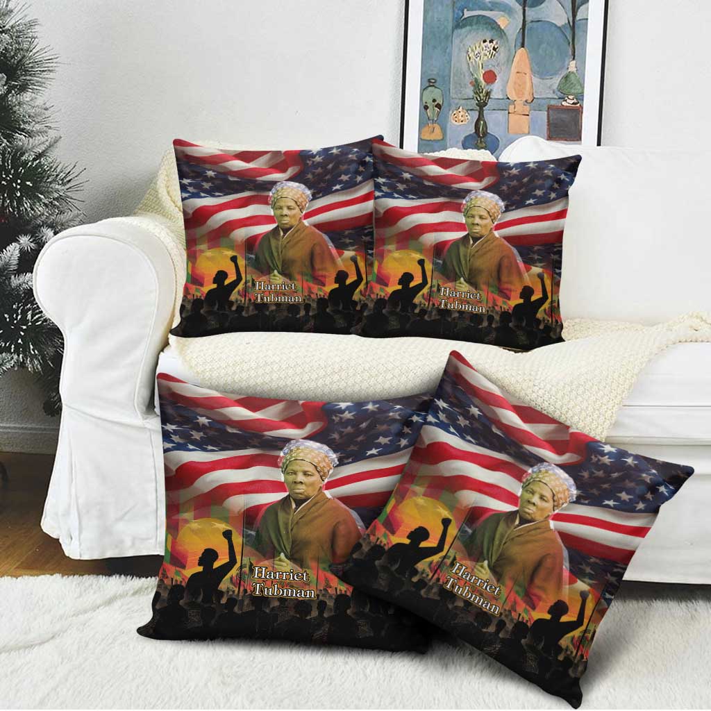 Harriet Tubman Pillow Cover American Flag Background Underground Railroad Quote Powerful Civil Rights - Wonder Print Shop