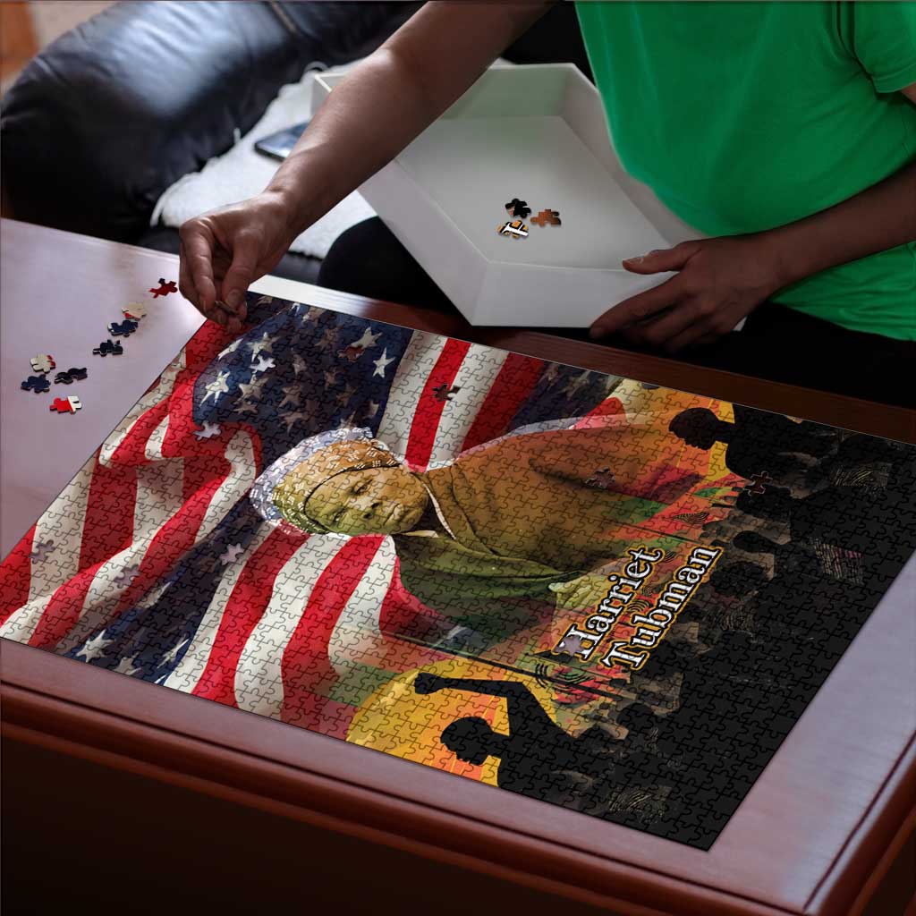 Harriet Tubman Puzzle American Flag Background Underground Railroad Quote Powerful Civil Rights - Wonder Print Shop
