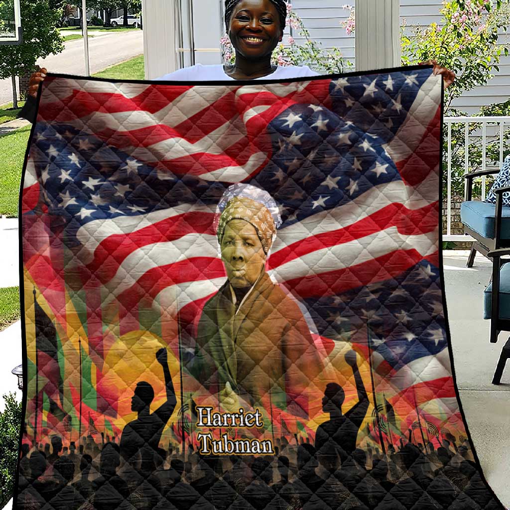 Harriet Tubman Quilt American Flag Background Underground Railroad Quote Powerful Civil Rights - Wonder Print Shop