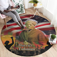 Harriet Tubman Round Carpet American Flag Background Underground Railroad Quote Powerful Civil Rights - Wonder Print Shop