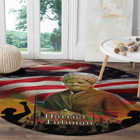 Harriet Tubman Round Carpet American Flag Background Underground Railroad Quote Powerful Civil Rights - Wonder Print Shop