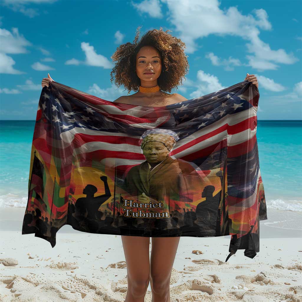 Harriet Tubman Sarong American Flag Background Underground Railroad Quote Powerful Civil Rights - Wonder Print Shop