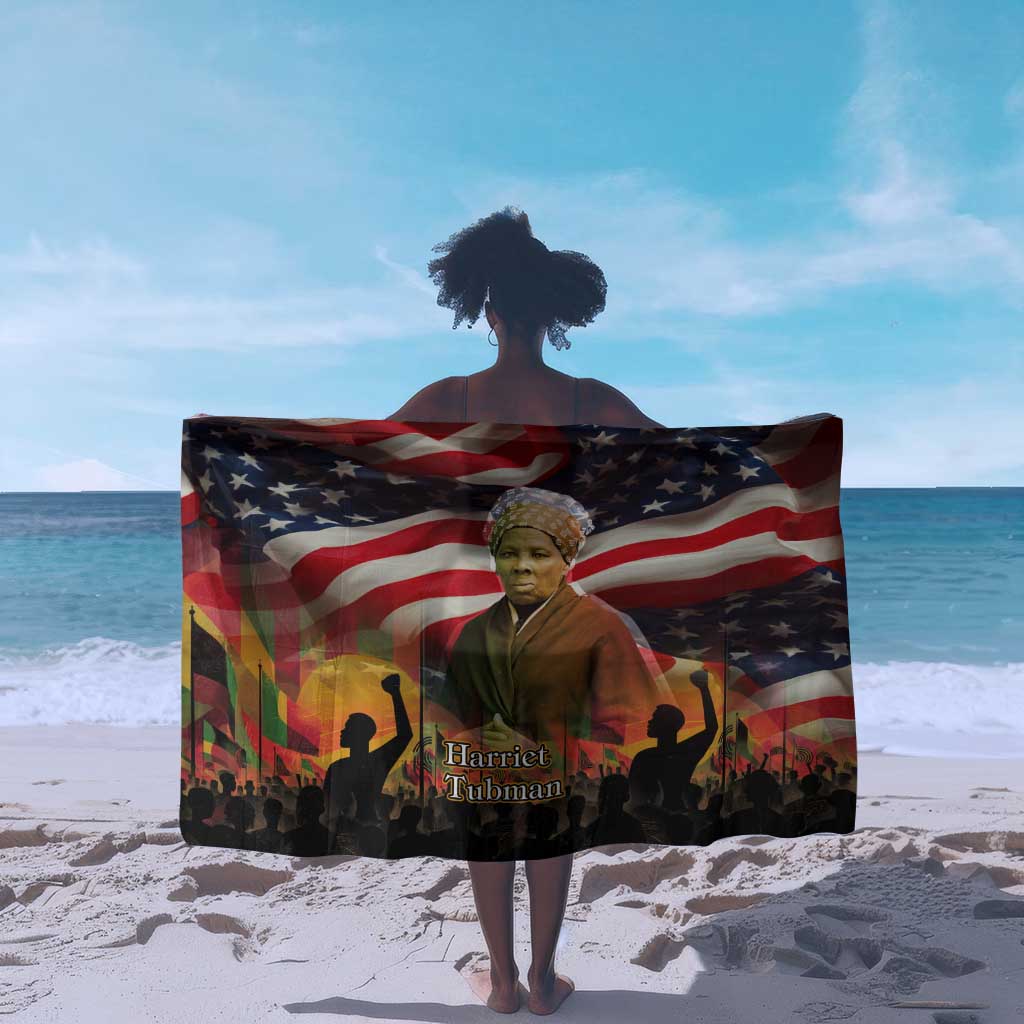 Harriet Tubman Sarong American Flag Background Underground Railroad Quote Powerful Civil Rights - Wonder Print Shop