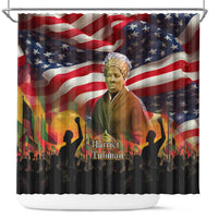 Harriet Tubman Shower Curtain American Flag Background Underground Railroad Quote Powerful Civil Rights - Wonder Print Shop