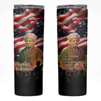 Harriet Tubman Skinny Tumbler American Flag Background Underground Railroad Quote Powerful Civil Rights - Wonder Print Shop