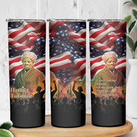 Harriet Tubman Skinny Tumbler American Flag Background Underground Railroad Quote Powerful Civil Rights - Wonder Print Shop