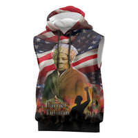 Harriet Tubman Sleeveless Hoodie American Flag Background Underground Railroad Quote Powerful Civil Rights - Wonder Print Shop