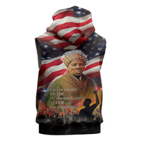 Harriet Tubman Sleeveless Hoodie American Flag Background Underground Railroad Quote Powerful Civil Rights - Wonder Print Shop