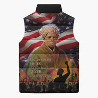 Harriet Tubman Sleeveless Puffer Jacket American Flag Background Underground Railroad Quote Powerful Civil Rights - Wonder Print Shop