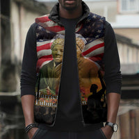 Harriet Tubman Sleeveless Puffer Jacket American Flag Background Underground Railroad Quote Powerful Civil Rights - Wonder Print Shop