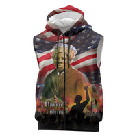Harriet Tubman Sleeveless Zip Hoodie American Flag Background Underground Railroad Quote Powerful Civil Rights - Wonder Print Shop