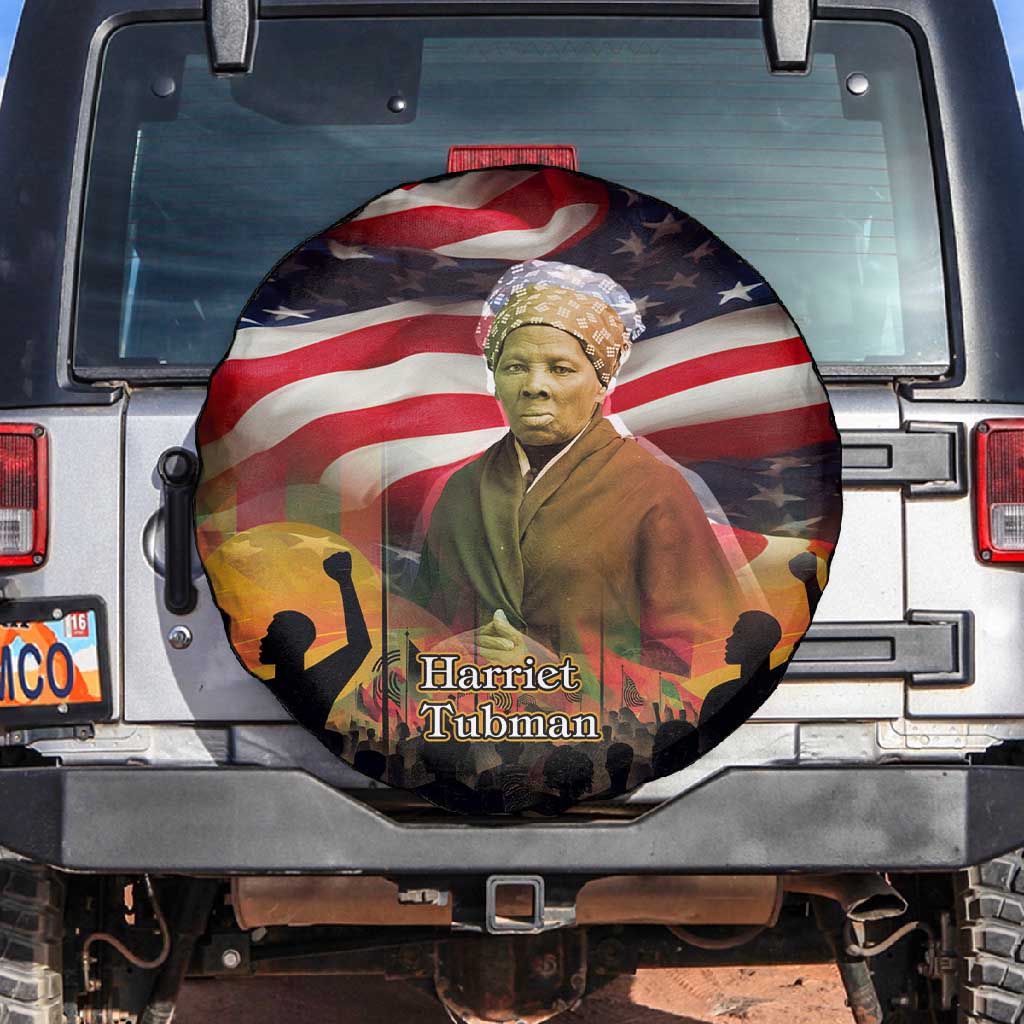 Harriet Tubman Spare Tire Cover American Flag Background Underground Railroad Quote Powerful Civil Rights - Wonder Print Shop