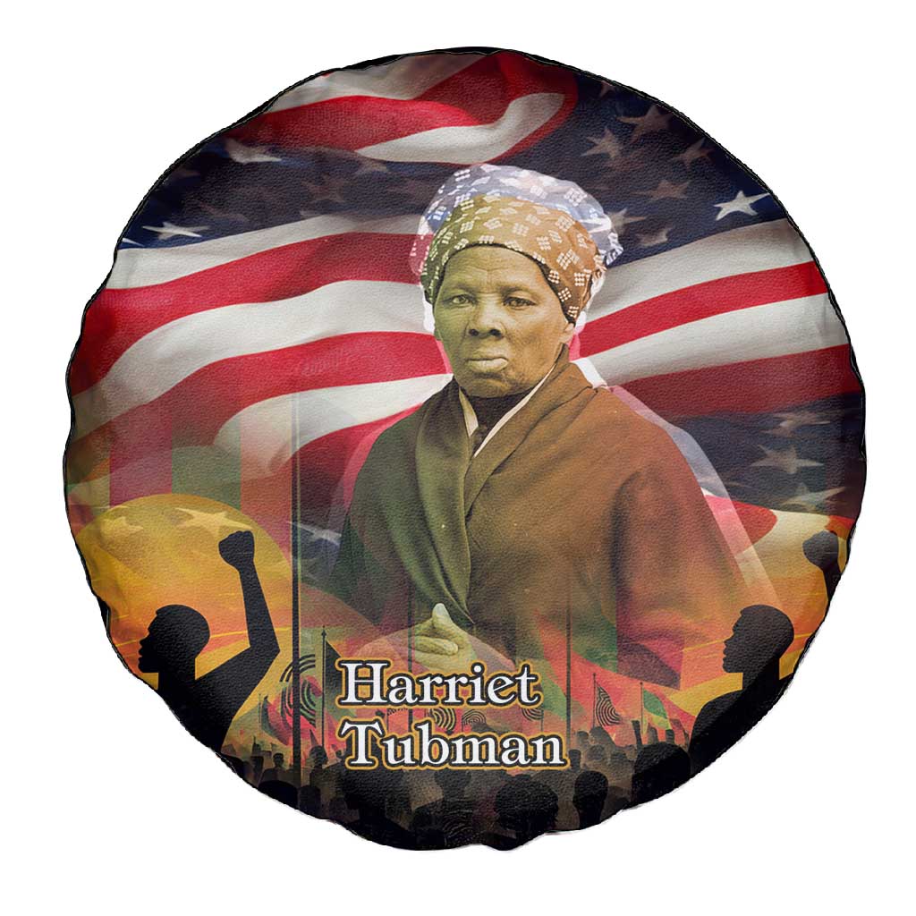 Harriet Tubman Spare Tire Cover American Flag Background Underground Railroad Quote Powerful Civil Rights - Wonder Print Shop