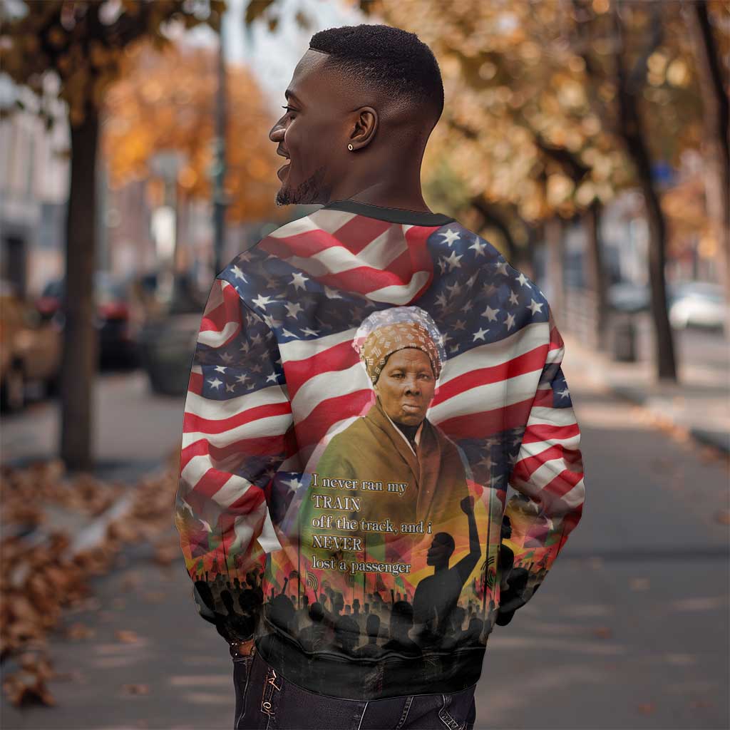 Harriet Tubman Sweatshirt American Flag Background Underground Railroad Quote Powerful Civil Rights - Wonder Print Shop