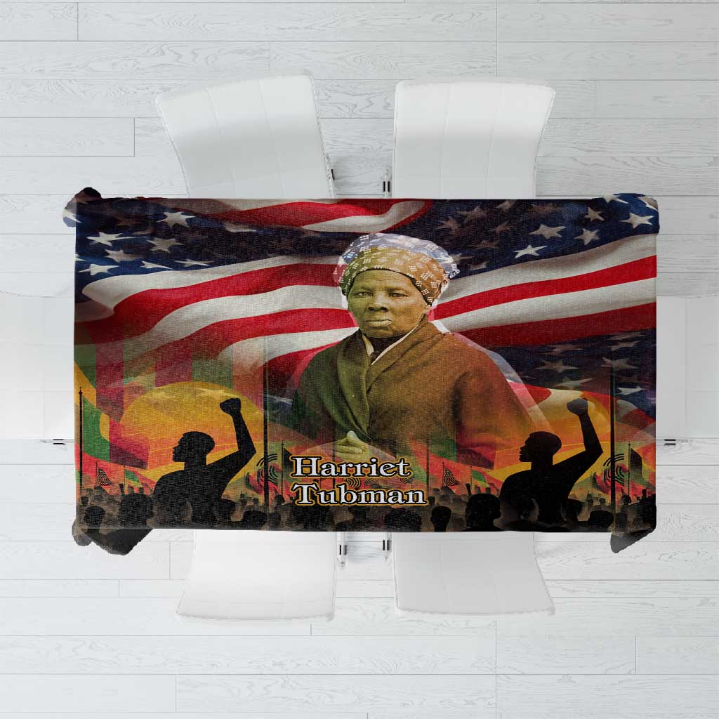Harriet Tubman Tablecloth American Flag Background Underground Railroad Quote Powerful Civil Rights - Wonder Print Shop