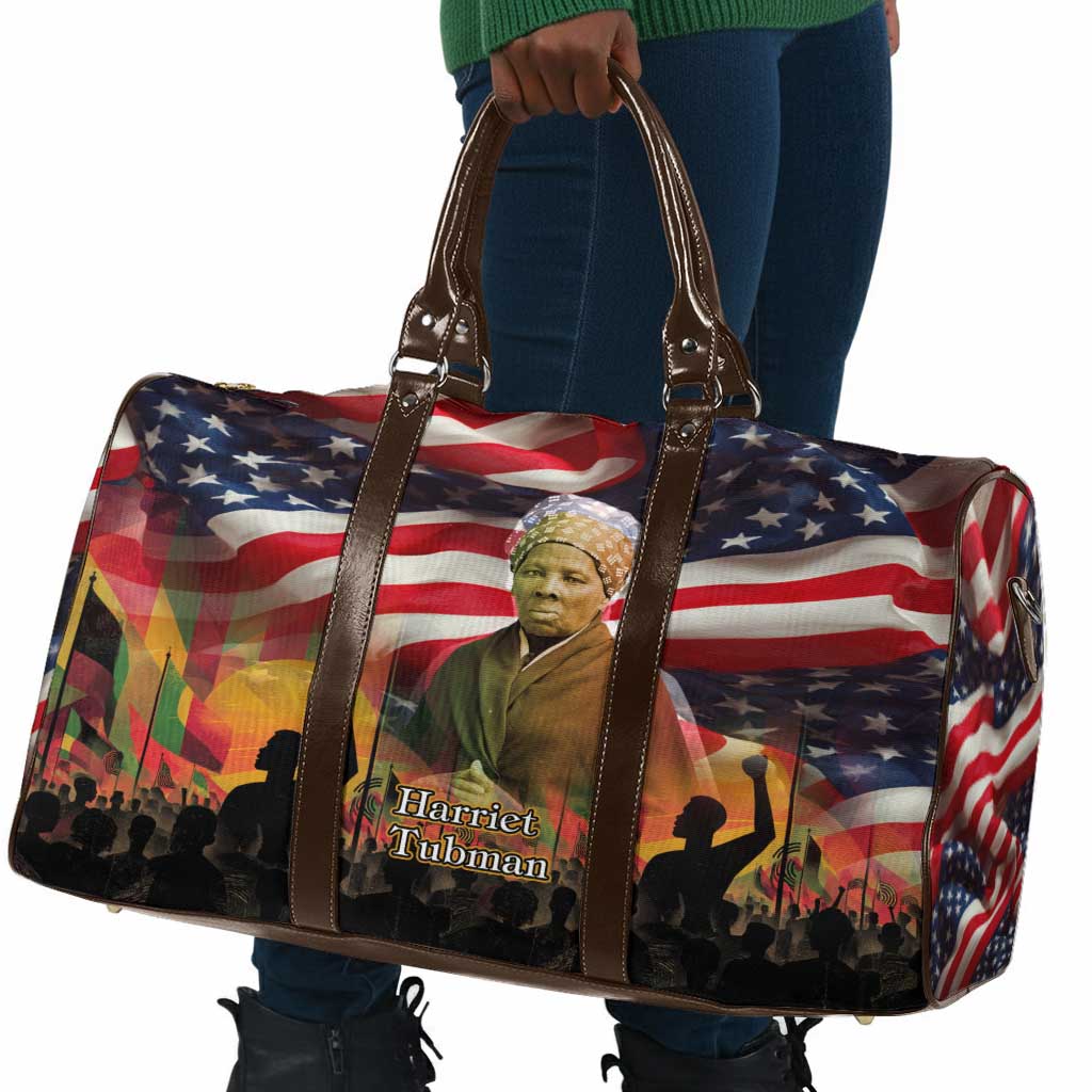 Harriet Tubman Travel Bag American Flag Background Underground Railroad Quote Powerful Civil Rights - Wonder Print Shop