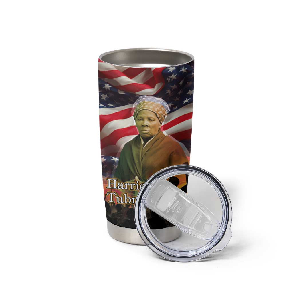Harriet Tubman Tumbler Cup American Flag Background Underground Railroad Quote Powerful Civil Rights - Wonder Print Shop