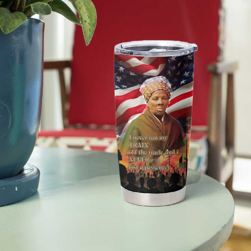 Harriet Tubman Tumbler Cup American Flag Background Underground Railroad Quote Powerful Civil Rights - Wonder Print Shop