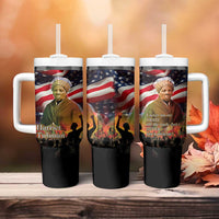 Harriet Tubman Tumbler With Handle American Flag Background Underground Railroad Quote Powerful Civil Rights - Wonder Print Shop