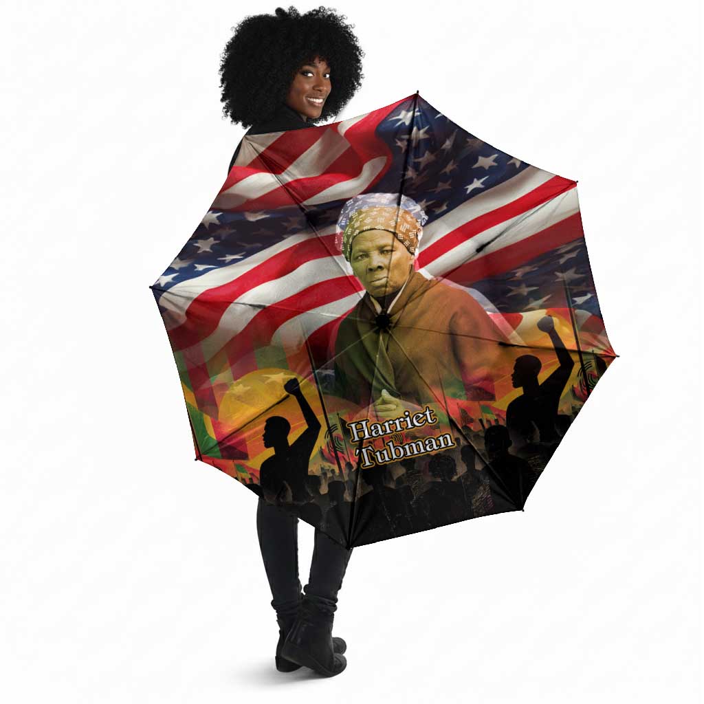 Harriet Tubman Umbrella American Flag Background Underground Railroad Quote Powerful Civil Rights - Wonder Print Shop