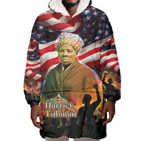 Harriet Tubman Wearable Blanket Hoodie American Flag Background Underground Railroad Quote Powerful Civil Rights - Wonder Print Shop