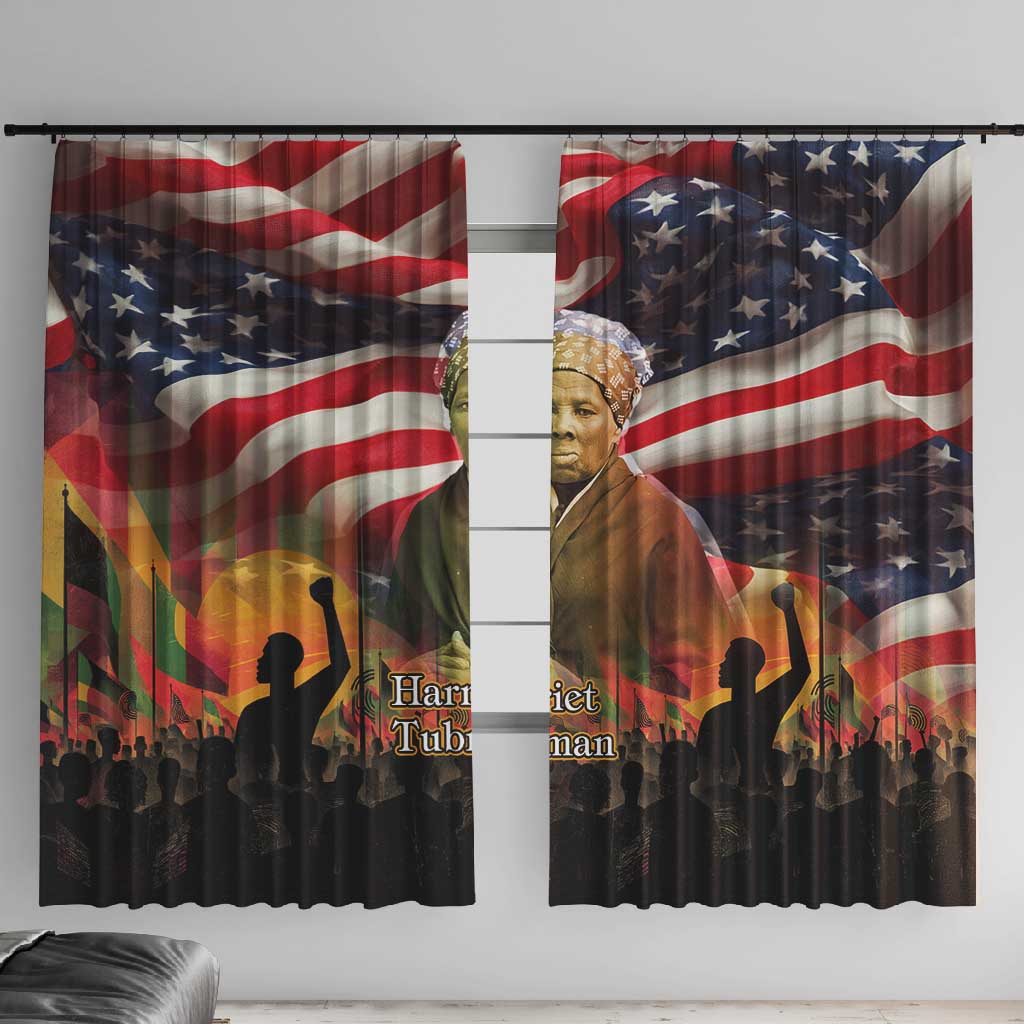 Harriet Tubman Window Curtain American Flag Background Underground Railroad Quote Powerful Civil Rights - Wonder Print Shop