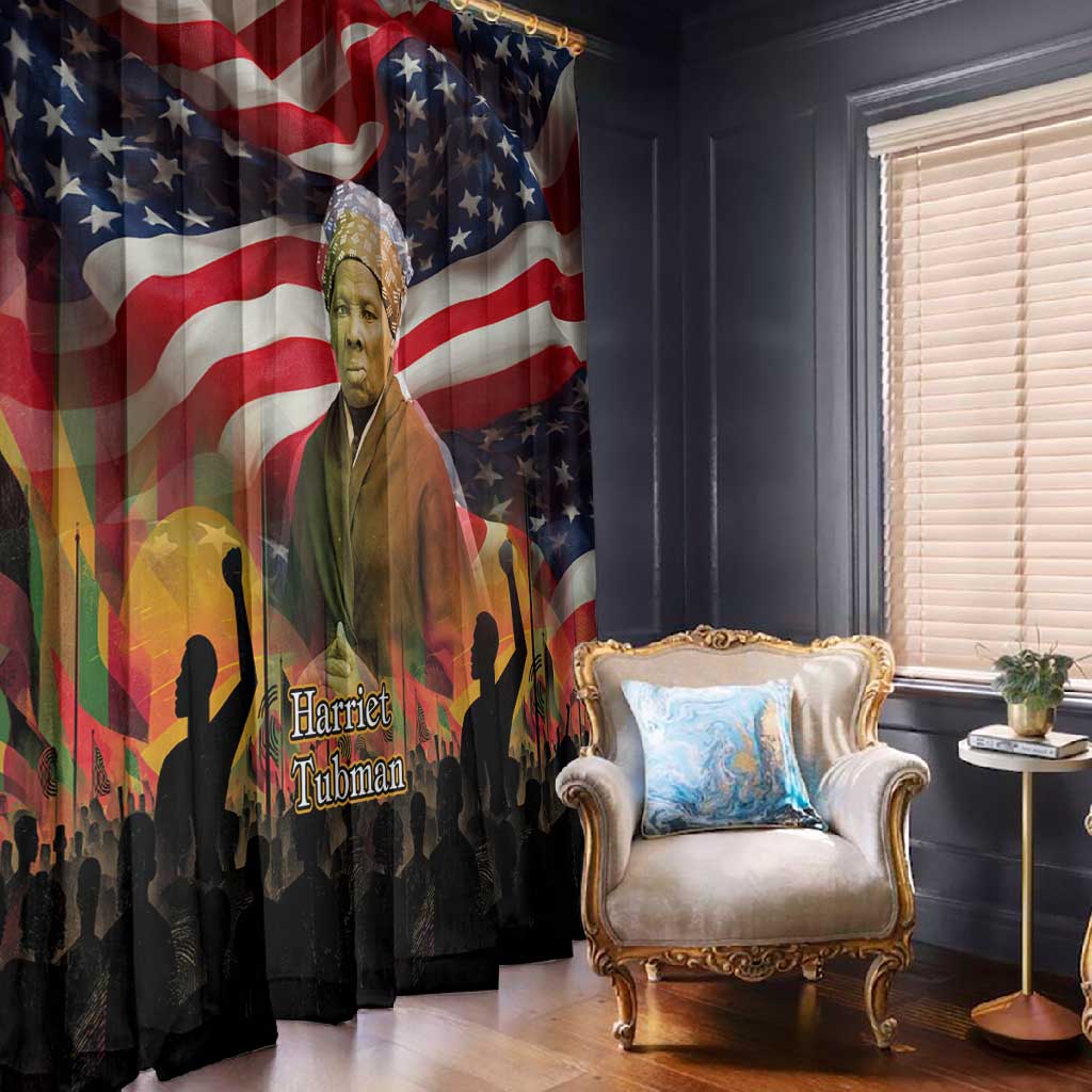 Harriet Tubman Window Curtain American Flag Background Underground Railroad Quote Powerful Civil Rights - Wonder Print Shop