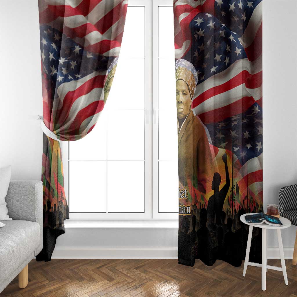 Harriet Tubman Window Curtain American Flag Background Underground Railroad Quote Powerful Civil Rights - Wonder Print Shop