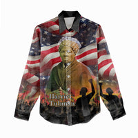 Harriet Tubman Women Casual Shirt American Flag Background Underground Railroad Quote Powerful Civil Rights - Wonder Print Shop