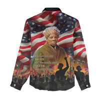 Harriet Tubman Women Casual Shirt American Flag Background Underground Railroad Quote Powerful Civil Rights - Wonder Print Shop
