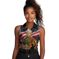 Harriet Tubman Women Sleeveless Polo Shirt American Flag Background Underground Railroad Quote Powerful Civil Rights - Wonder Print Shop