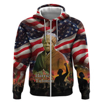 Harriet Tubman Zip Hoodie American Flag Background Underground Railroad Quote Powerful Civil Rights - Wonder Print Shop