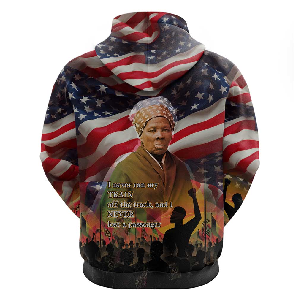 Harriet Tubman Zip Hoodie American Flag Background Underground Railroad Quote Powerful Civil Rights - Wonder Print Shop