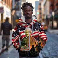 Harriet Tubman Zip Hoodie American Flag Background Underground Railroad Quote Powerful Civil Rights - Wonder Print Shop