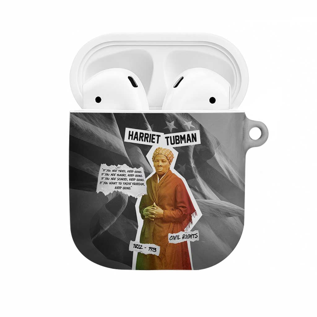 Harriet Tubman AirPods Case American Flag Background Civil Rights Quote Keep Going Tribute Design - Wonder Print Shop