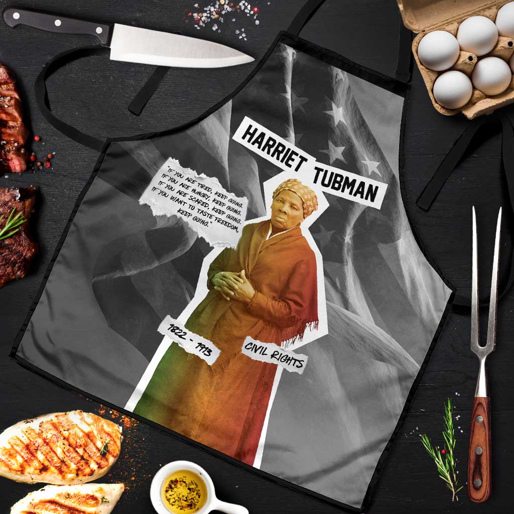 Harriet Tubman Apron American Flag Background Civil Rights Quote Keep Going Tribute Design - Wonder Print Shop