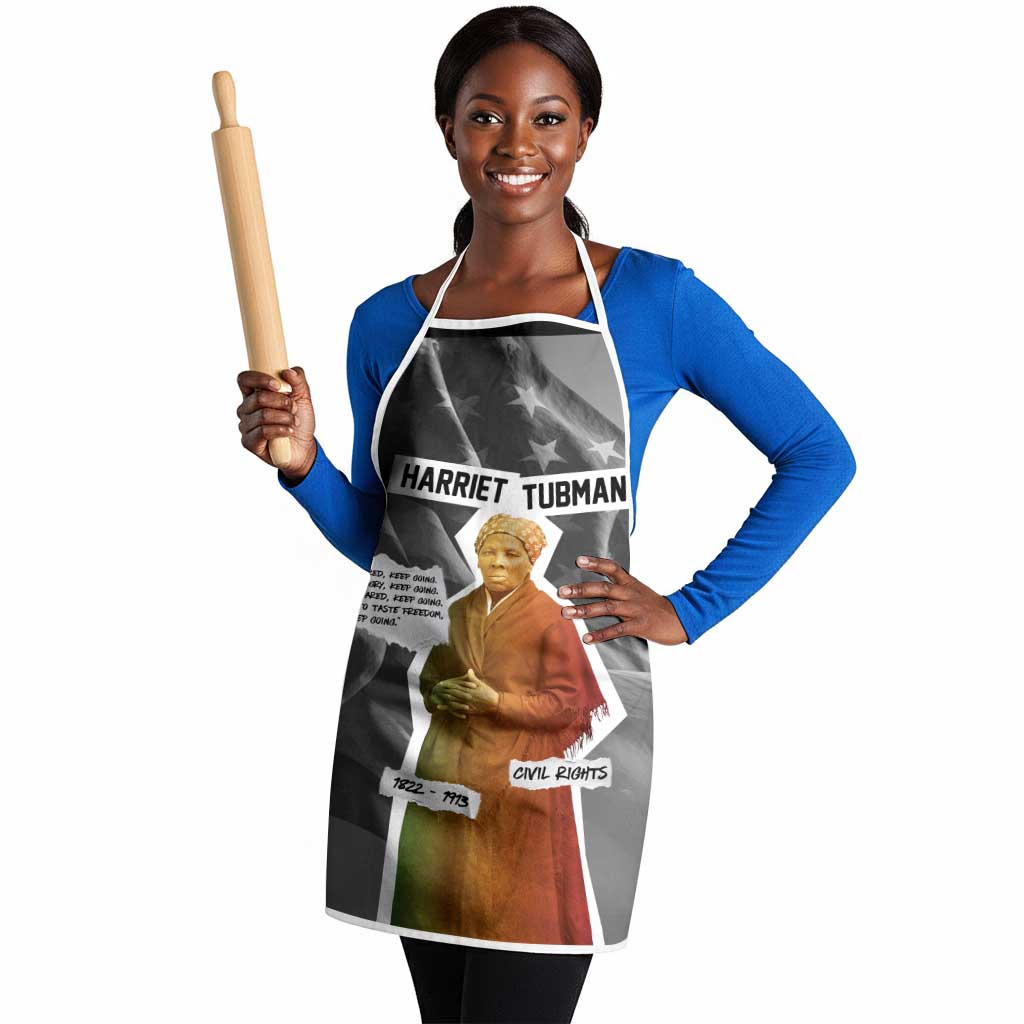 Harriet Tubman Apron American Flag Background Civil Rights Quote Keep Going Tribute Design - Wonder Print Shop