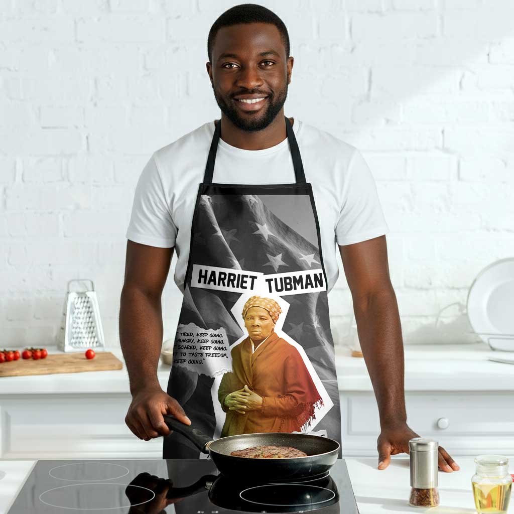 Harriet Tubman Apron American Flag Background Civil Rights Quote Keep Going Tribute Design - Wonder Print Shop