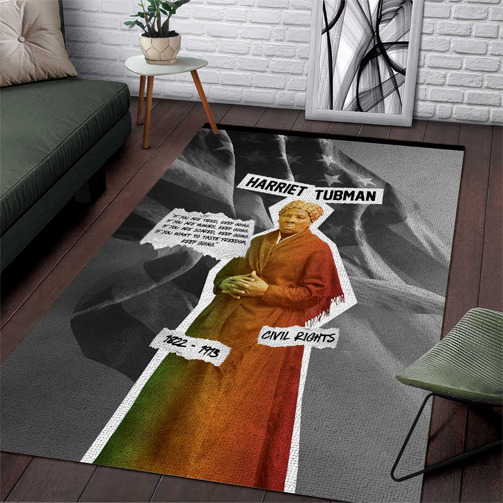 Harriet Tubman Area Rug American Flag Background Civil Rights Quote Keep Going Tribute Design - Wonder Print Shop