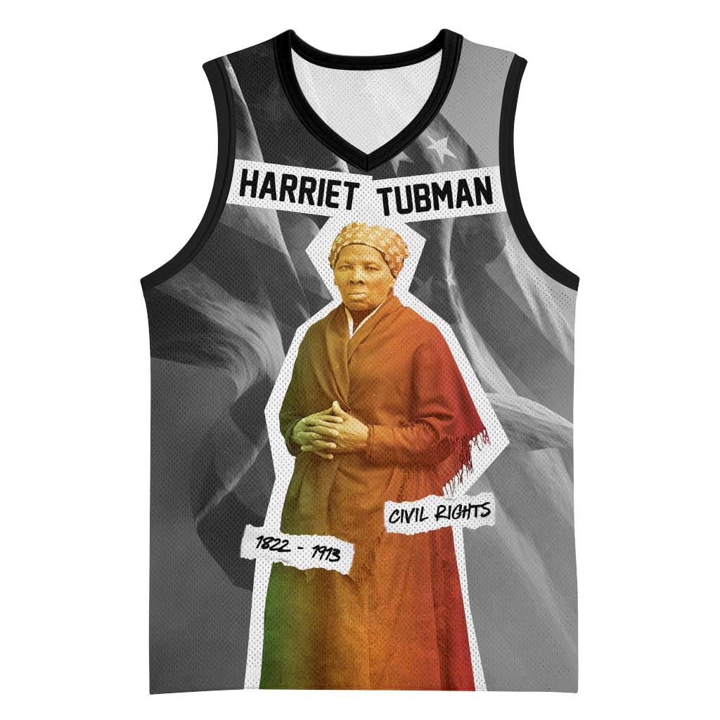 Harriet Tubman Basketball Jersey American Flag Background Civil Rights Quote Keep Going Tribute Design - Wonder Print Shop
