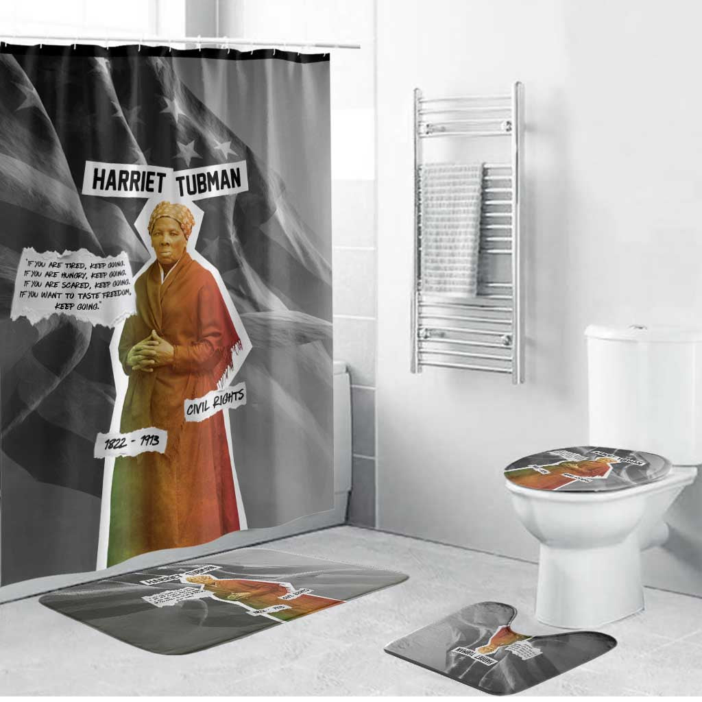 Harriet Tubman Bathroom Set American Flag Background Civil Rights Quote Keep Going Tribute Design - Wonder Print Shop