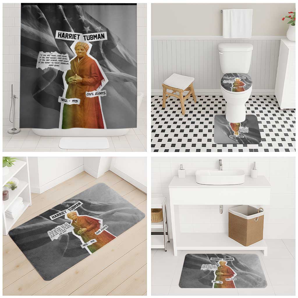 Harriet Tubman Bathroom Set American Flag Background Civil Rights Quote Keep Going Tribute Design - Wonder Print Shop